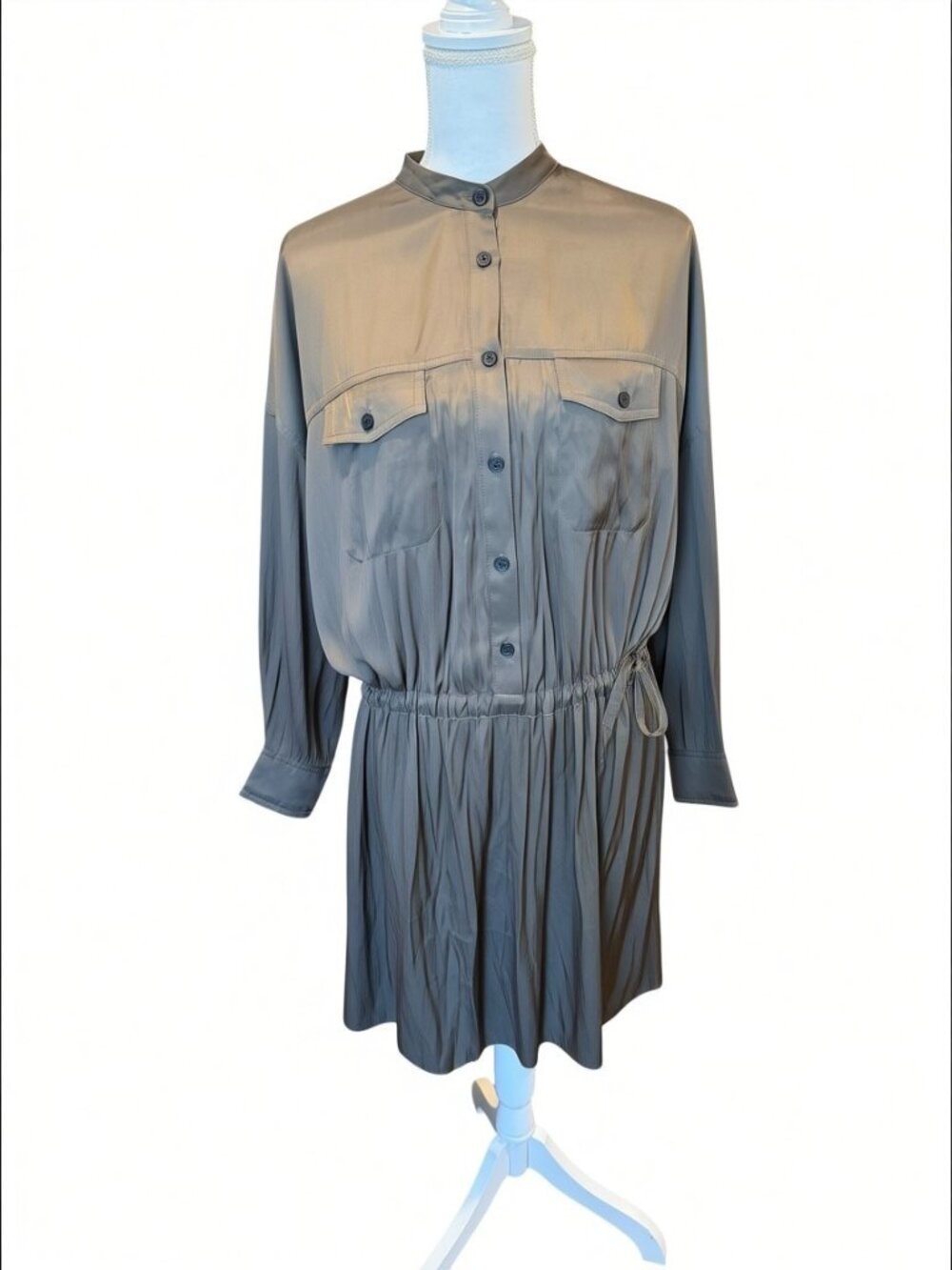 Zadig & Voltaire Womens Green Satin Shirt Dress M